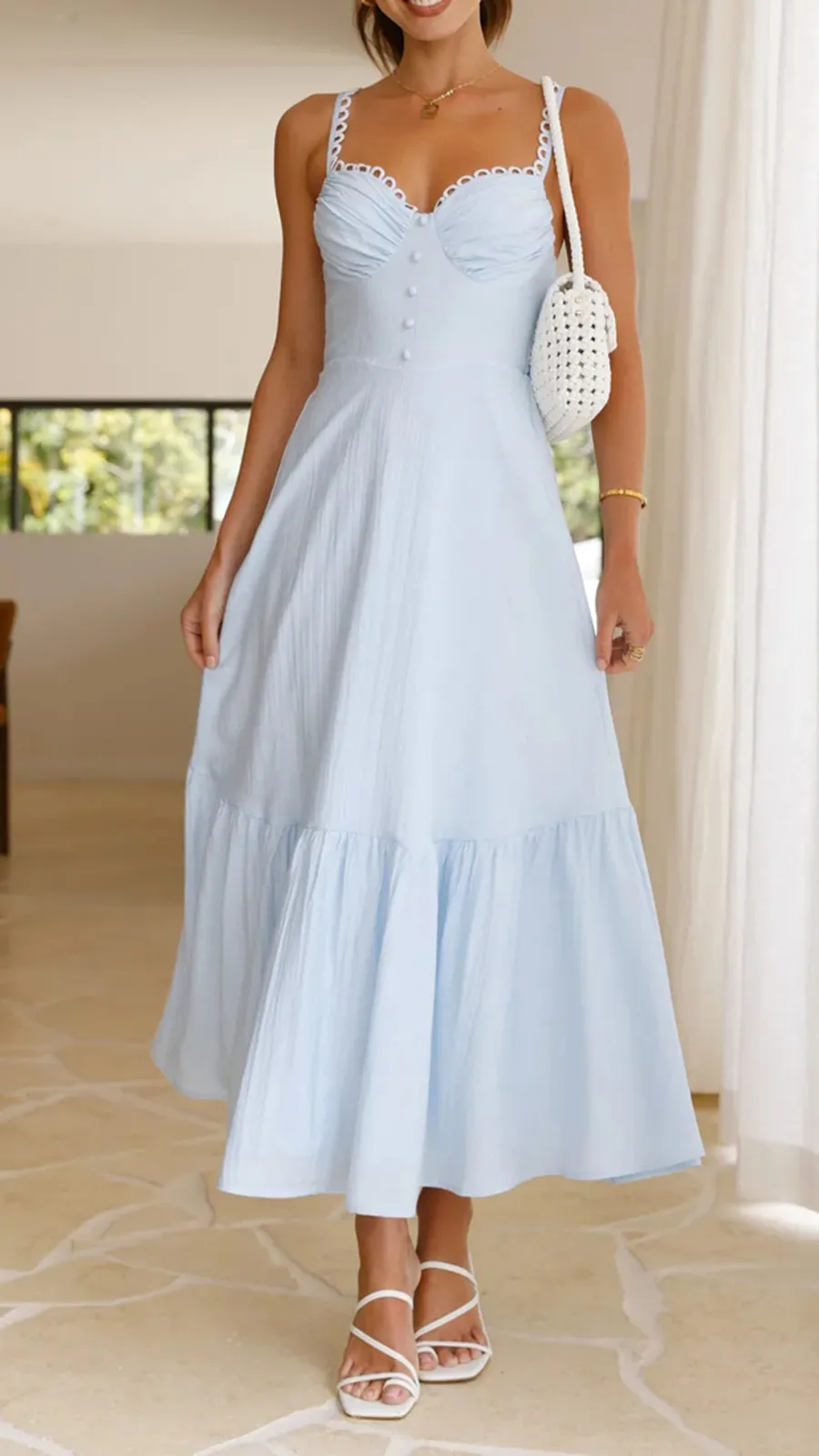 Front Button Detailing Maxi Dress