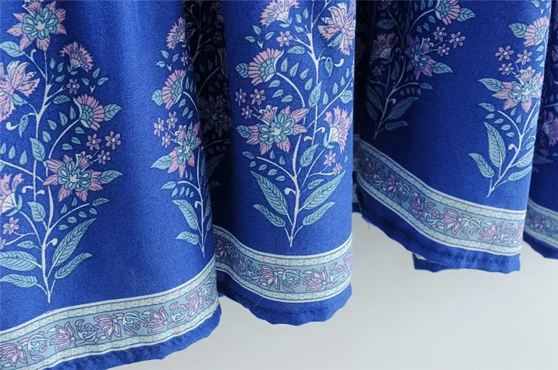 V-Neck Short Sleeve Boho Maxi Dress