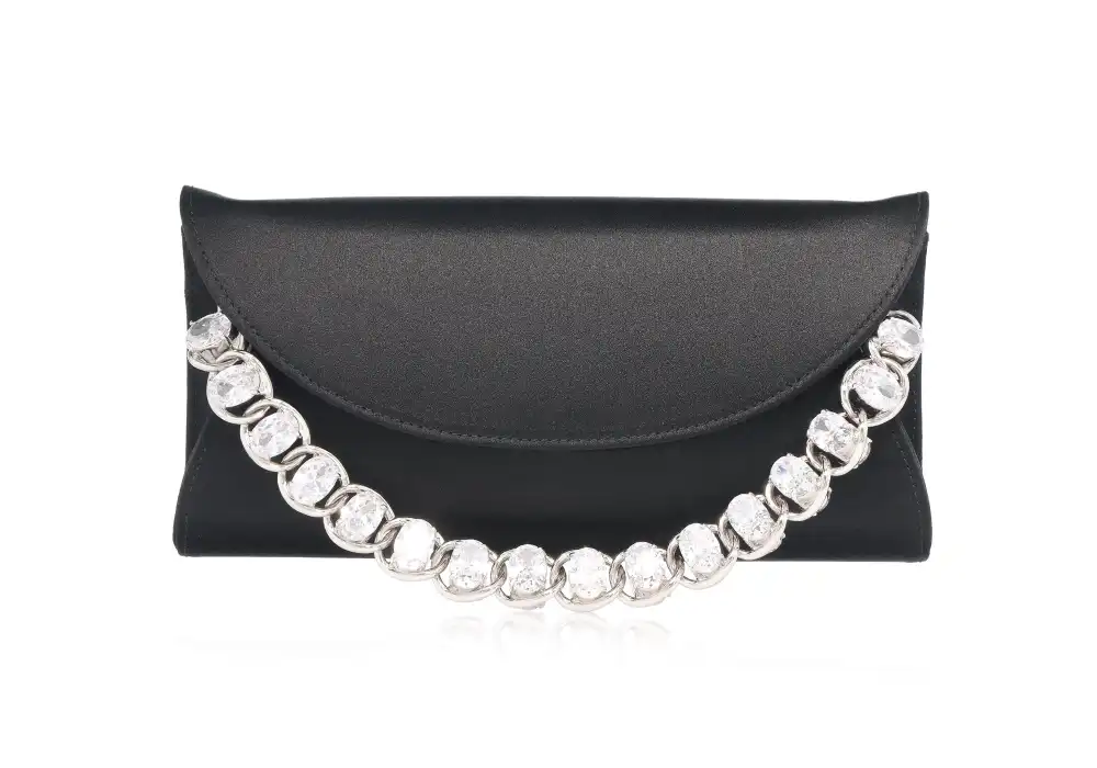 Detailed Satin Envelope Embellished Clutch