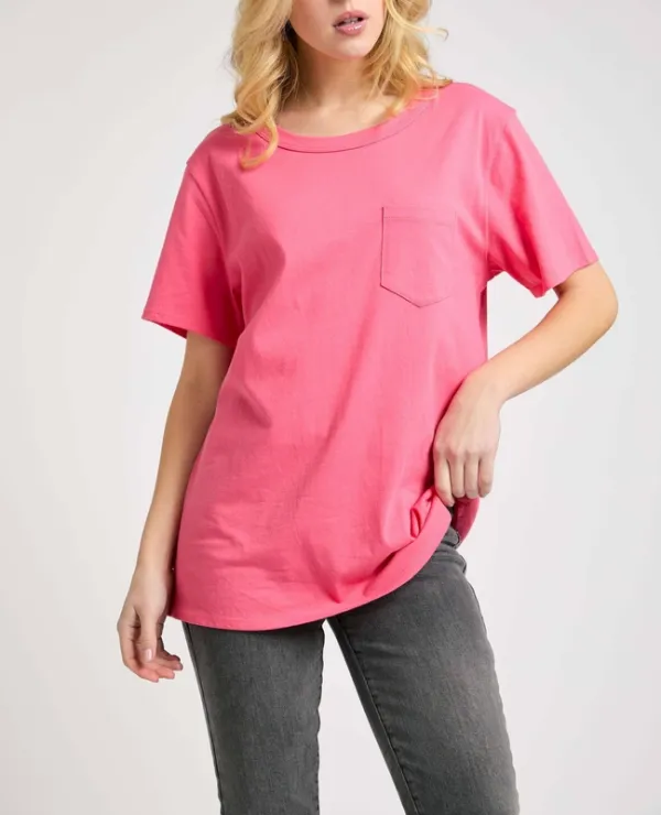 Coral Oversized Pocket Tee