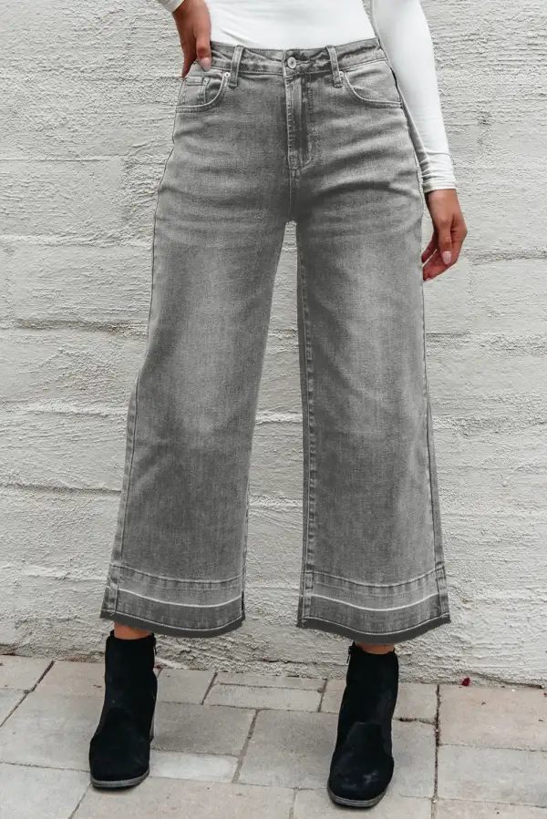 Straight Leg Loose High Waist Raw Jeans