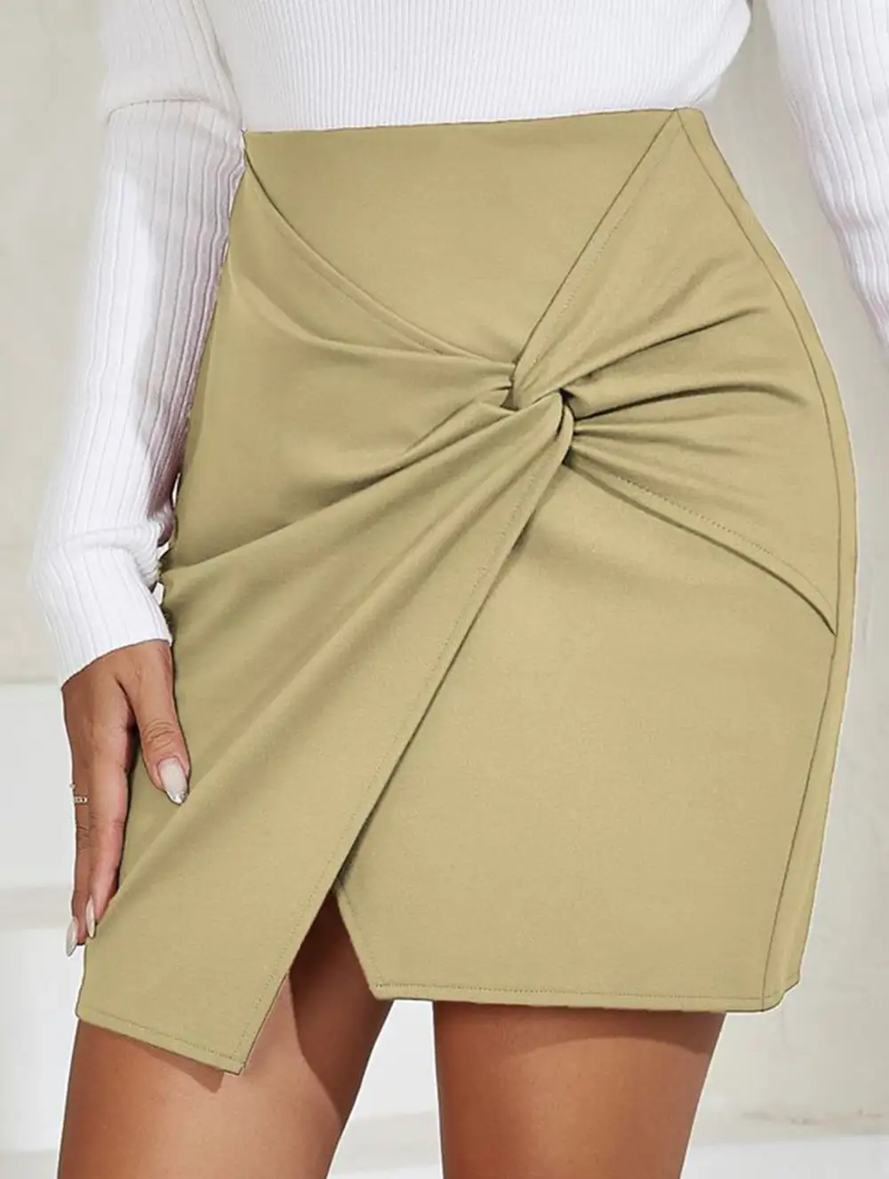 Ruched High Waist Bodycon Mini Skirt