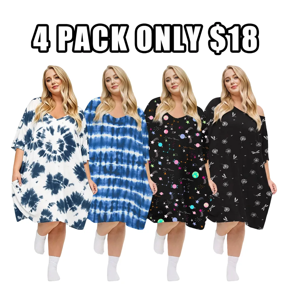 Plus Size Nightgown for Women V-Neck Sleep Dress