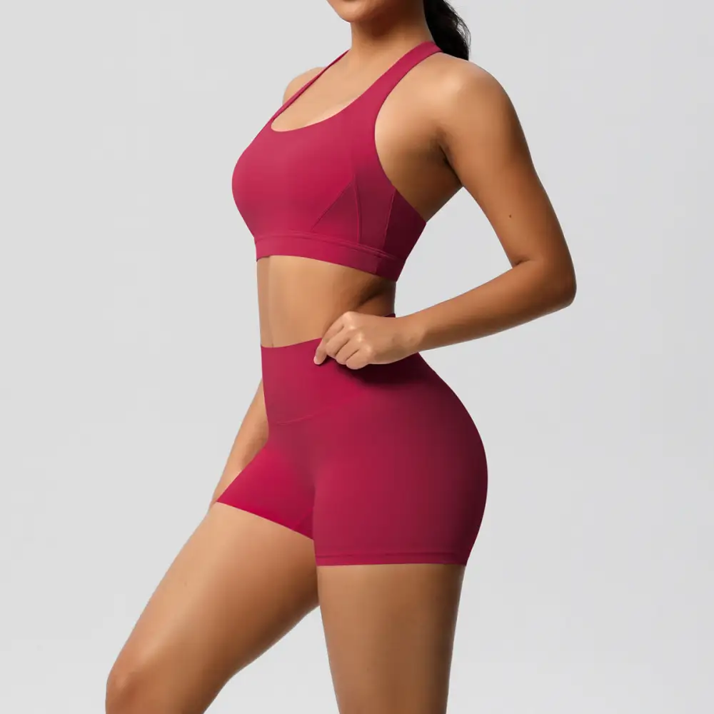 Cross-Back Backless Two-Piece Shorts Active Set