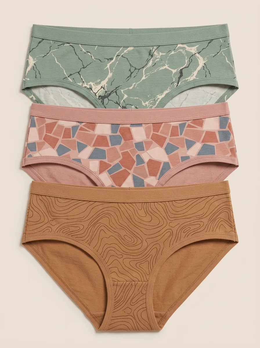Women's Geometric Marble Topographic Print 3-Pack Briefs
