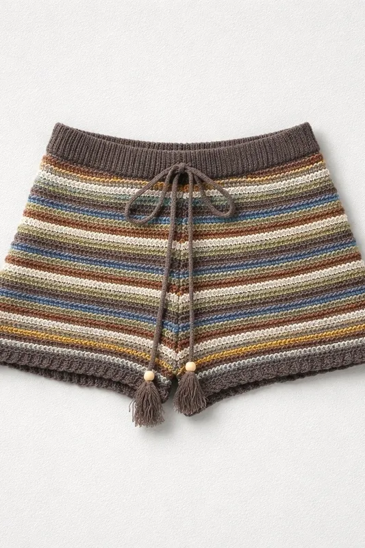 Crochet Striped Mini Shorts