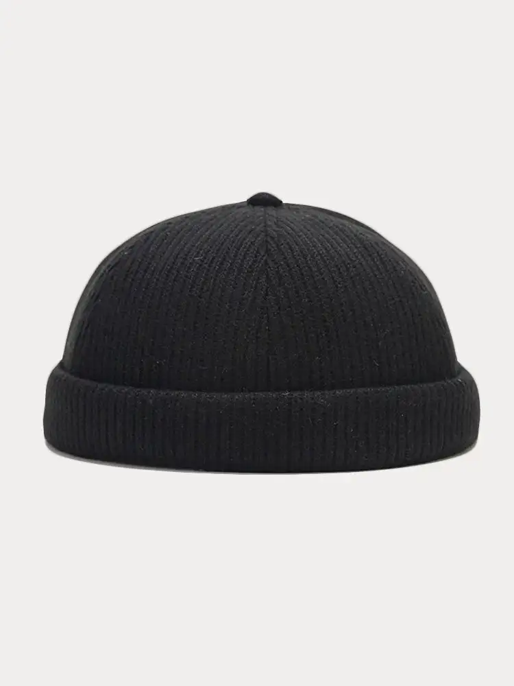 Vintage-Inspired Knit Brimless Beanie Hat