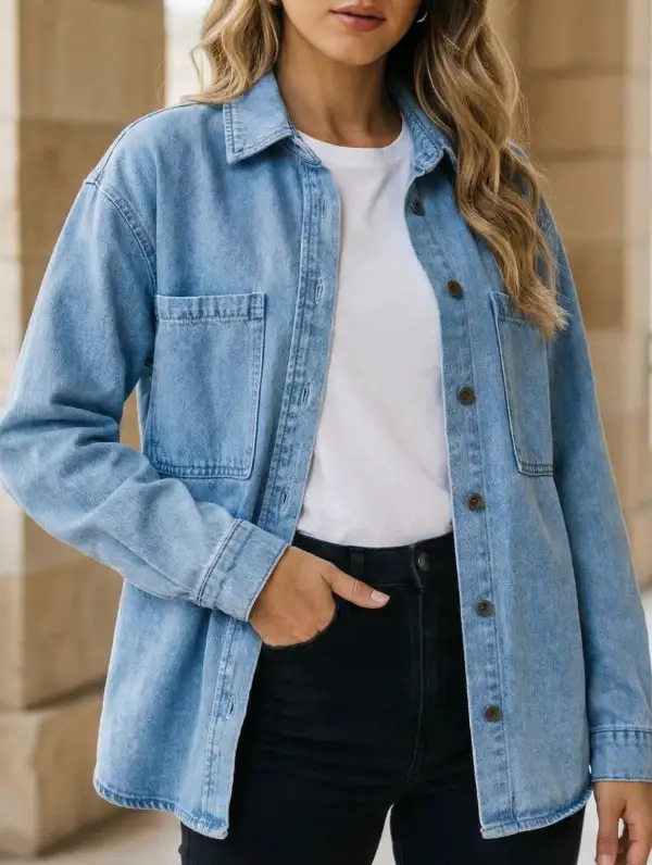 Retro Oversized Denim Shirt Coat