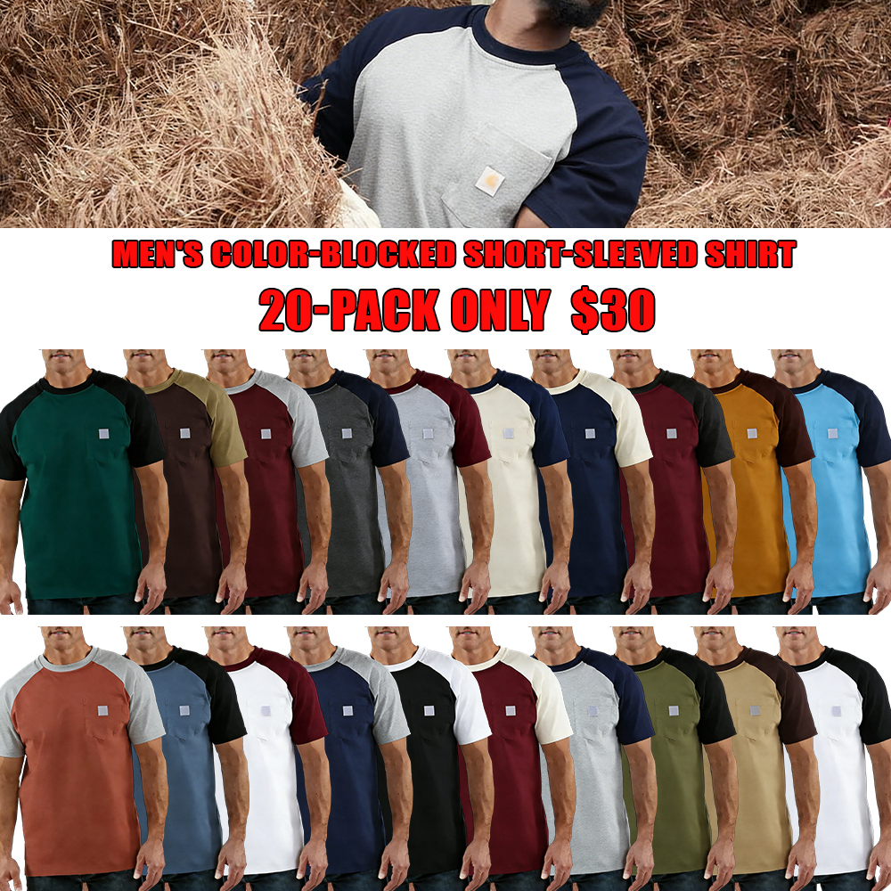 Men's color-blocked short-sleeved shirt - modevexa