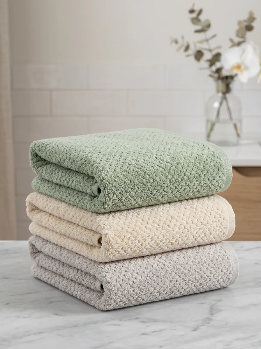 Soft-Look Textured Three-Piece Towel Set