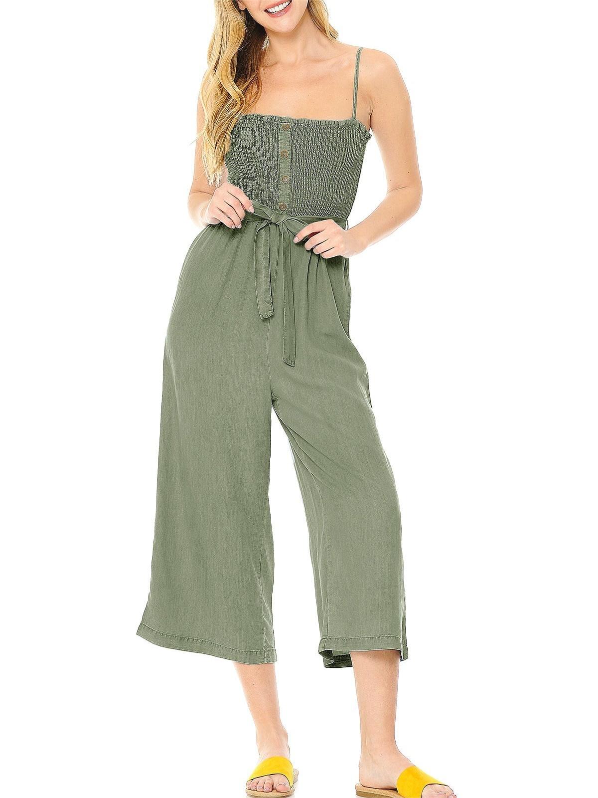 Chambray Strapless Culotte Jumpsuit