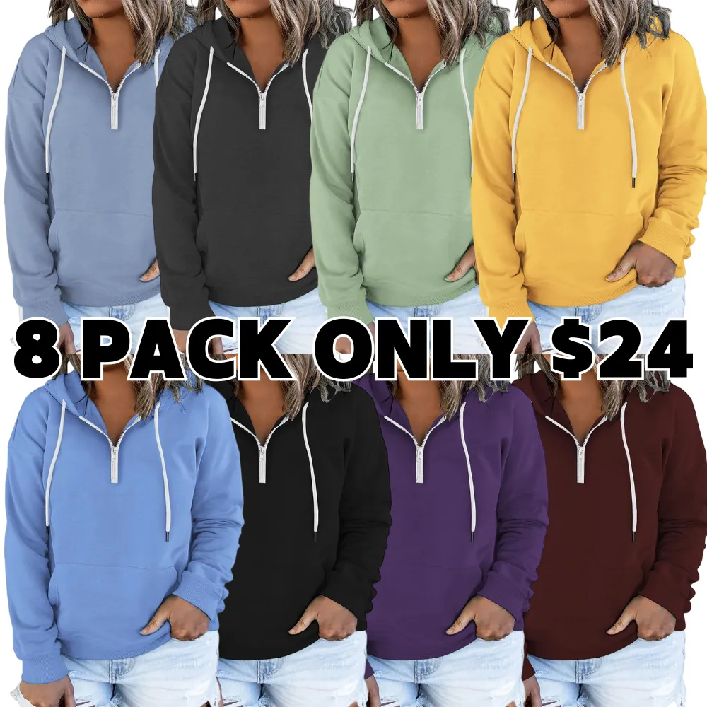 Women's Plus Size Quarter-Zip Hoodie - Lightweight Pullover with Pocket (1X-4X)