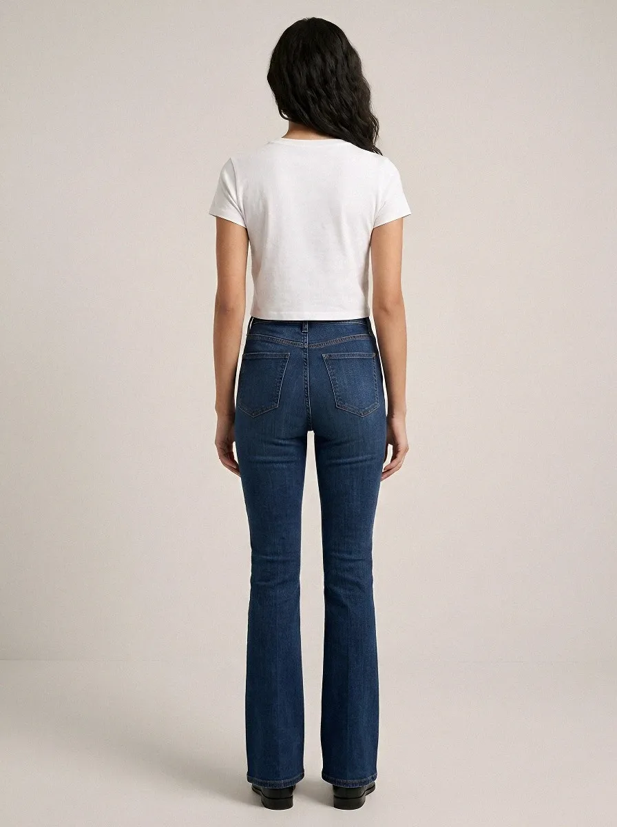 Textured High-Waist Stretch Women's High-Waist Stretch Flare Jeans