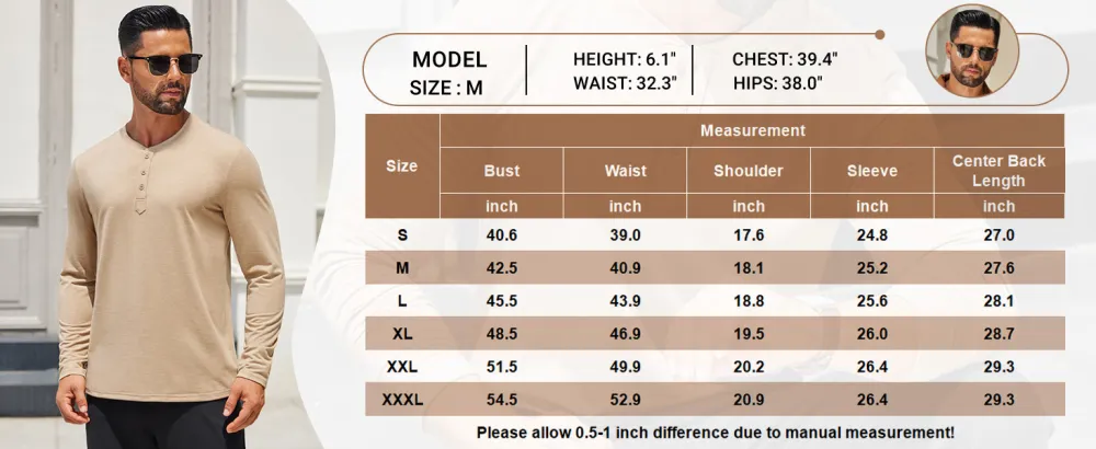 🧍‍♂️ Men’s Henley Long Sleeve Shirt – Lightweight, Soft & Everyday-Ready