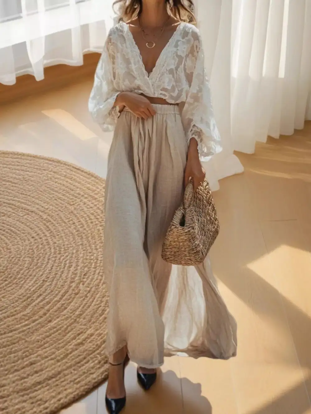 Long Sleeve Lace Coordinated Set