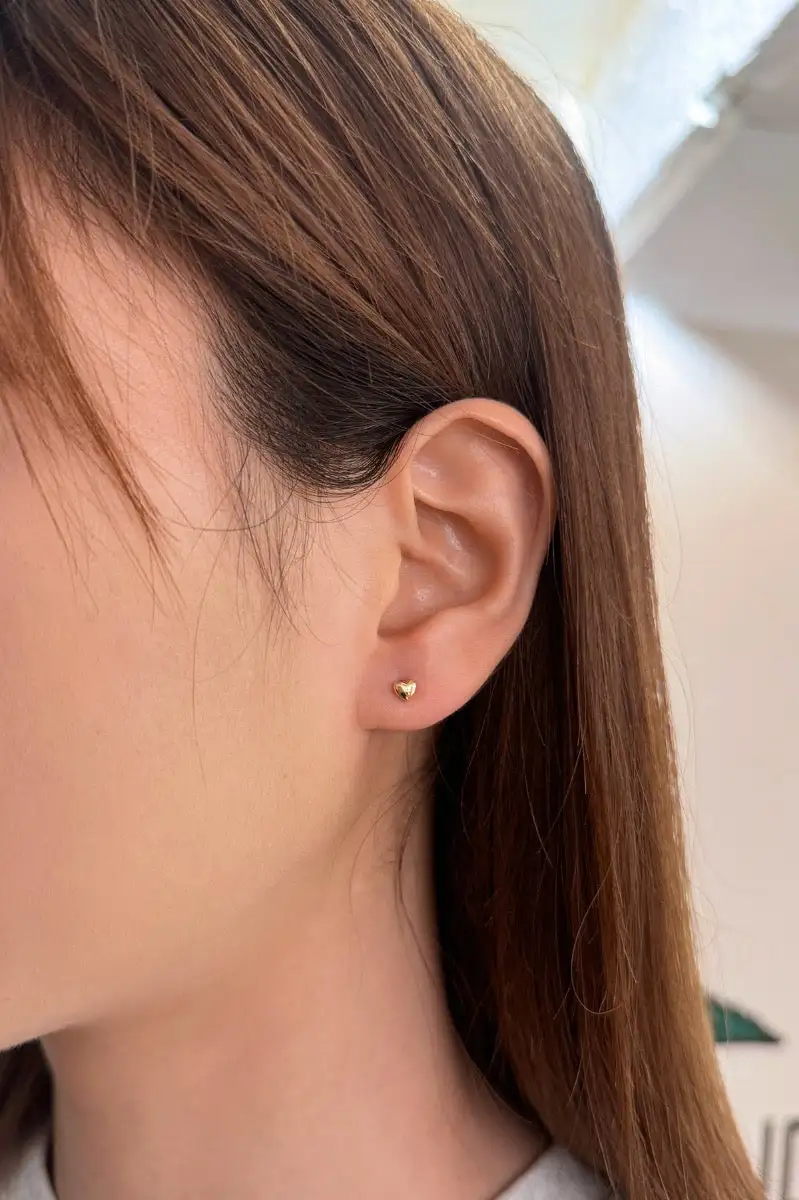 Polished Mini Heart Stud Earrings