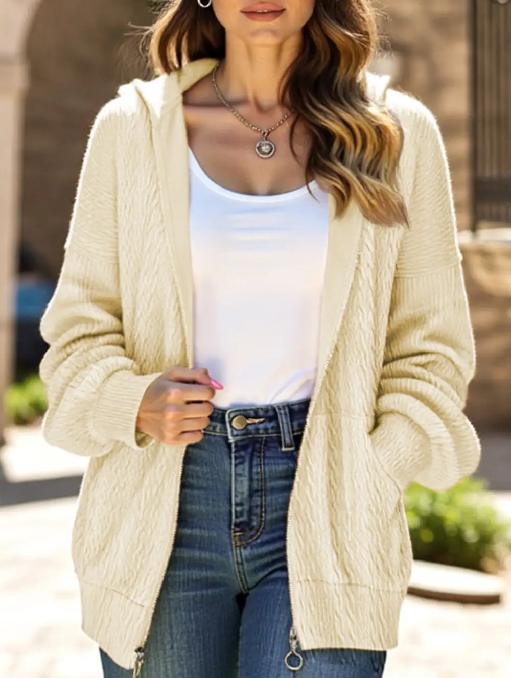 Pocket Long-Sleeved Loose Hooded Sweatshirt