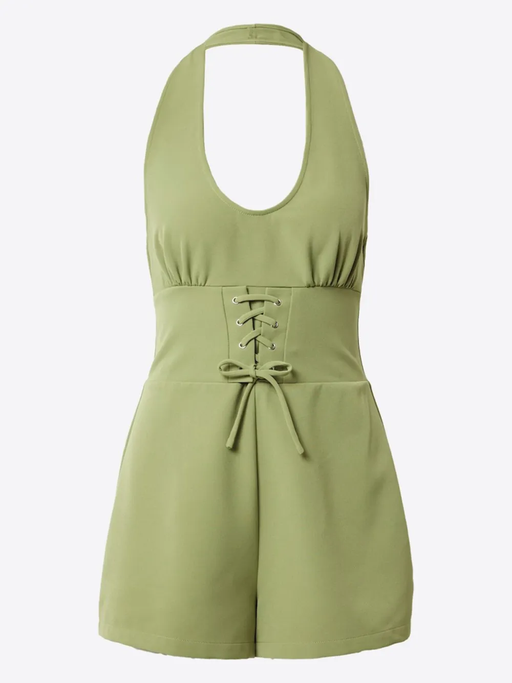 Green Casual Style Short Jumpsuit