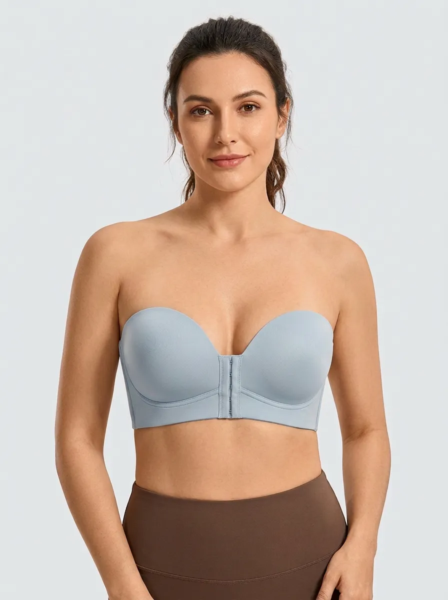 Women's Wide-Band Bandeau-Style Front-Closure Strapless Bra
