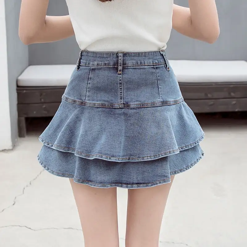 Denim Pleated Slim-Fit Skirt