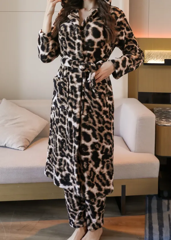 Leopard Hooded Fleece Robe