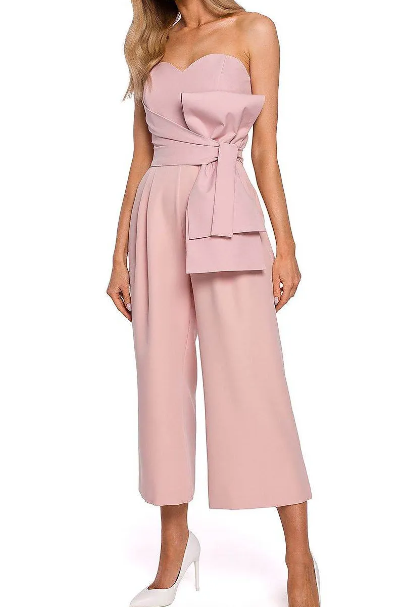 Corset Bow Wide Leg Jumpsuit