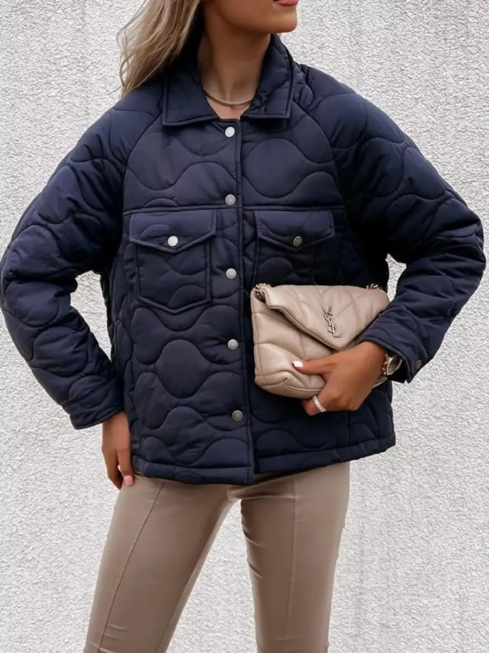 Quilted Snap-down Casual Jacket
