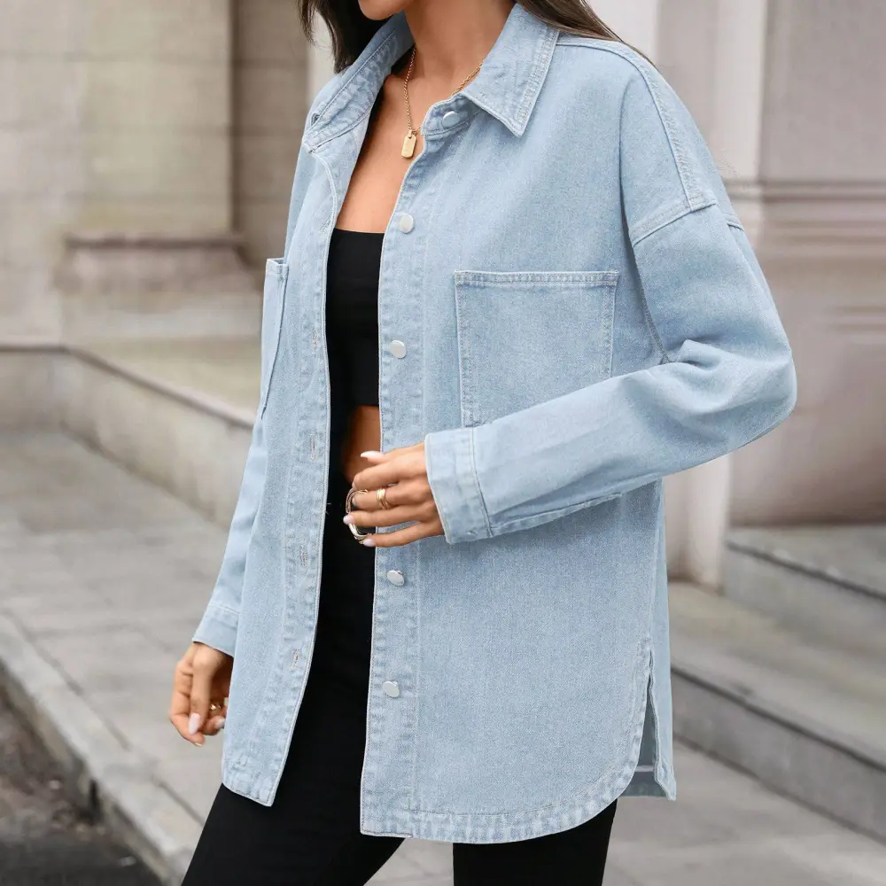 Relaxed Lapel Denim Casual Outerwear Jacket