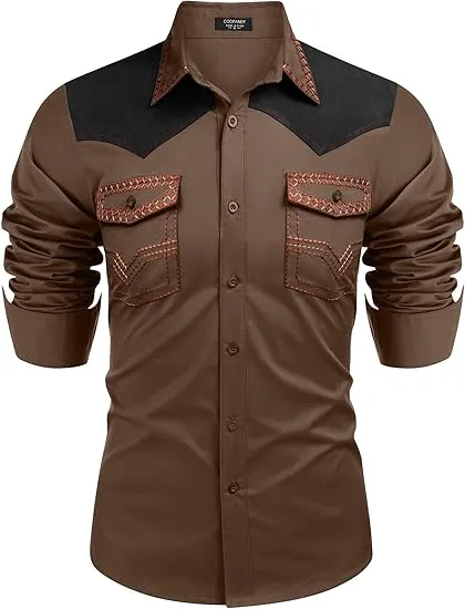 🤠 Men’s Embroidered Western Cowboy Shirt – Rugged Charm. Timeless Style.