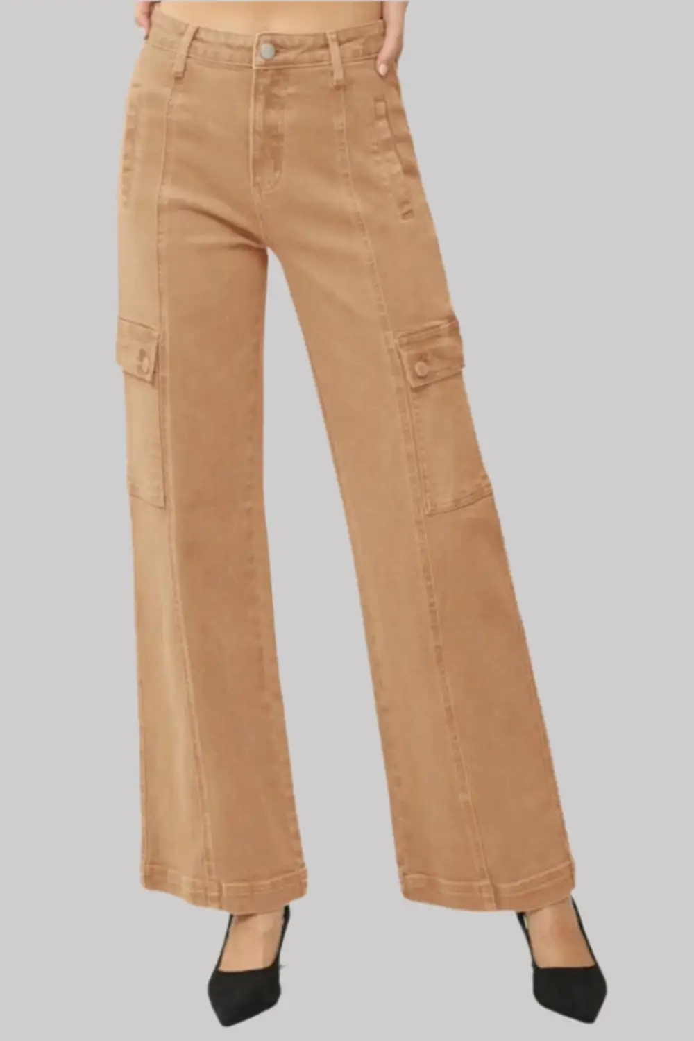 High Rise Wide Leg Cargo Denim Jeans