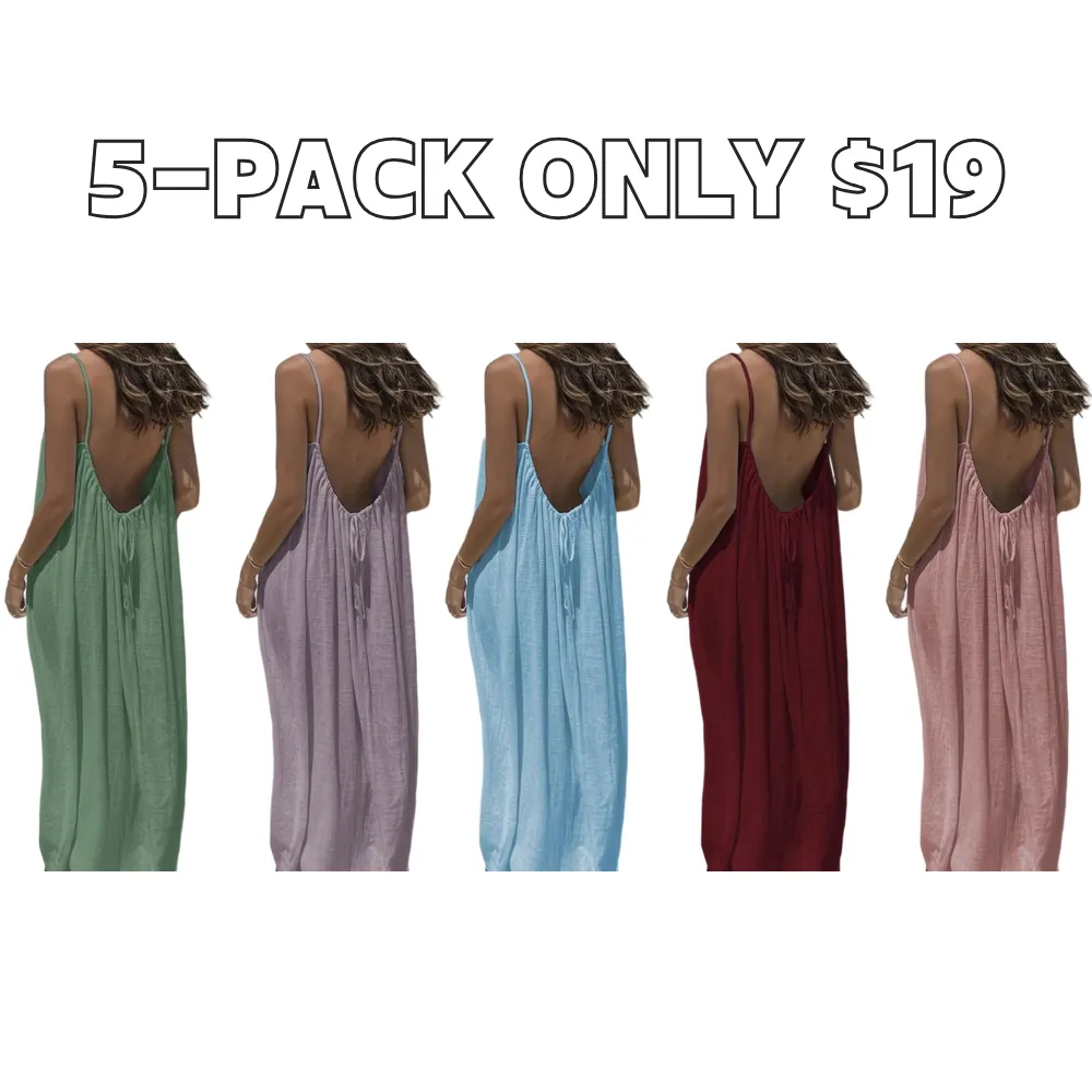 Women's Solid Color Backless Cami Dress