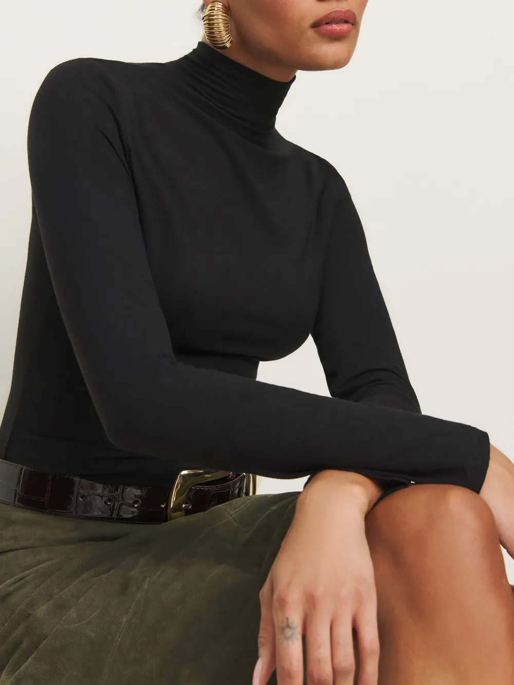 Mock Neck Slim Fit Long Sleeve Top