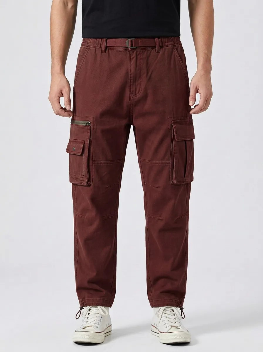 Men's Olive Green Multi-Pocket Tactical Cargo Pants