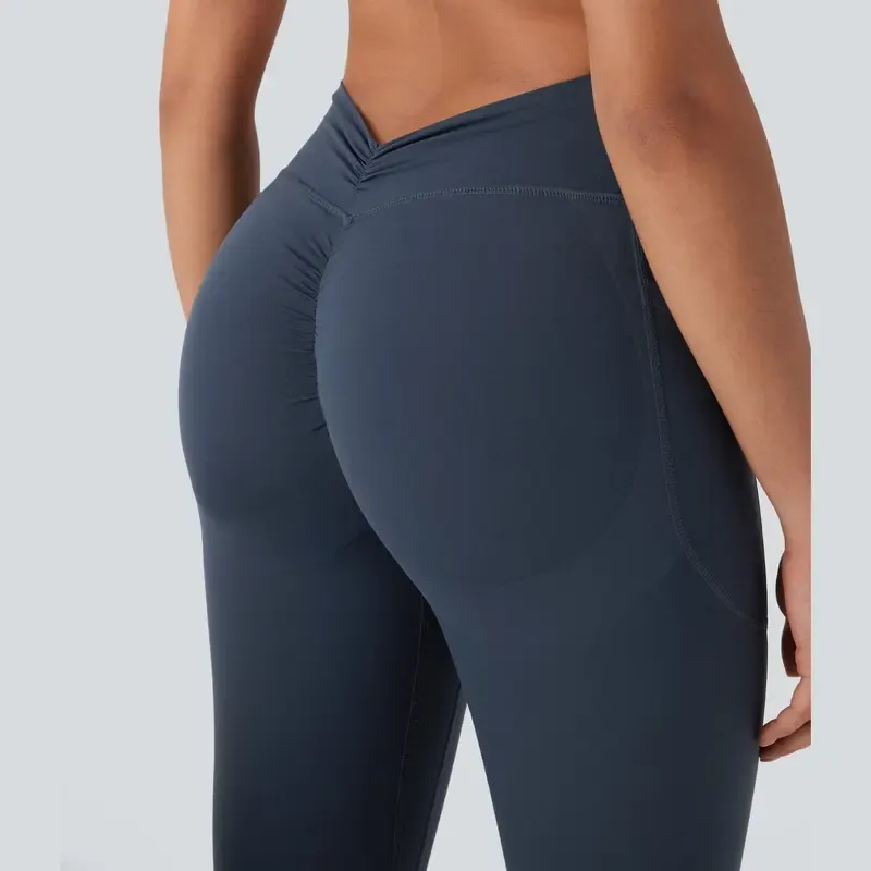 Women's UltraSculpt SoCinched High Waisted Tummy Control Butt Lifting Ruched Side Pocket Shaping Yoga Leggings