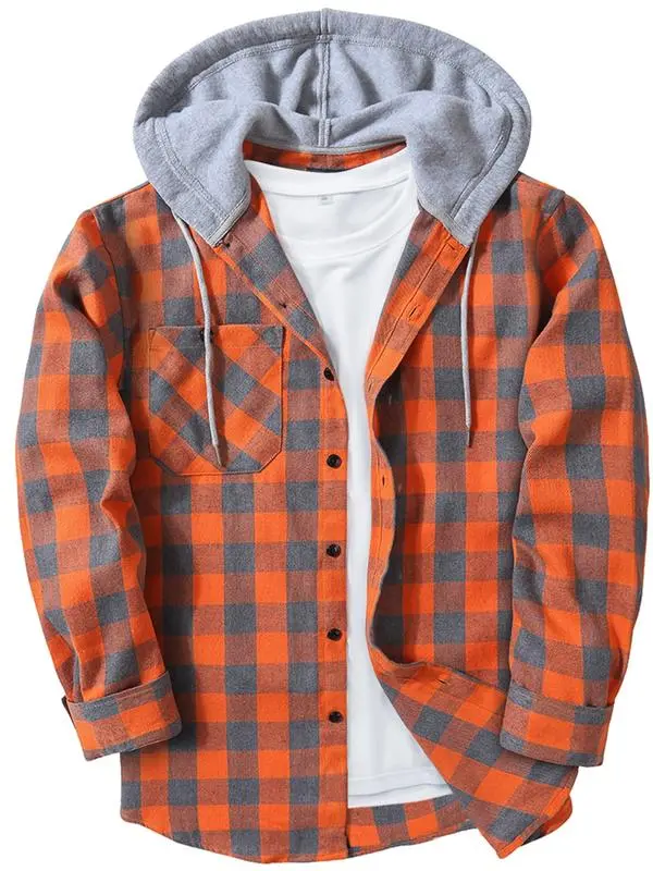 🧥 【Plus Size】Tall and Fat Plaid Patchwork Hooded Jacket Comfort. Warmth. Confidence — Designed for Every Body.