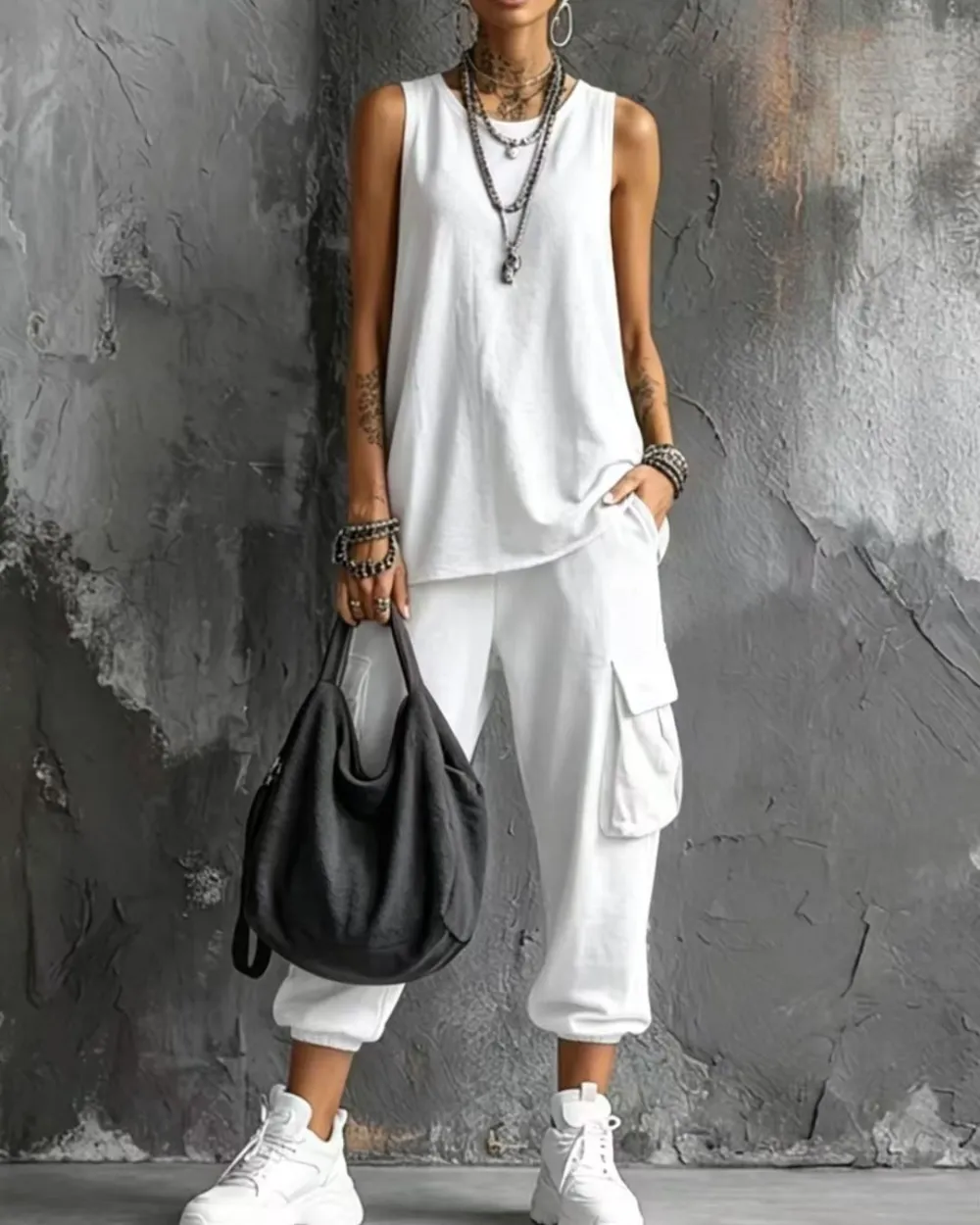 Sleeveless Tank and Cropped Ankle Pants Set