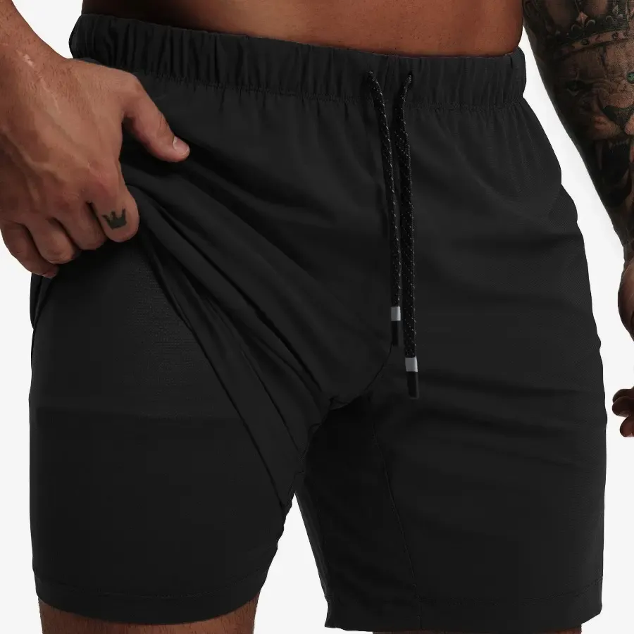 MAELREG Men's 2-in-1 Running Shorts with Liner, Outdoor Hiking Gym Training Shorts, Breathable Athletic Workout Shorts with Towel Hook