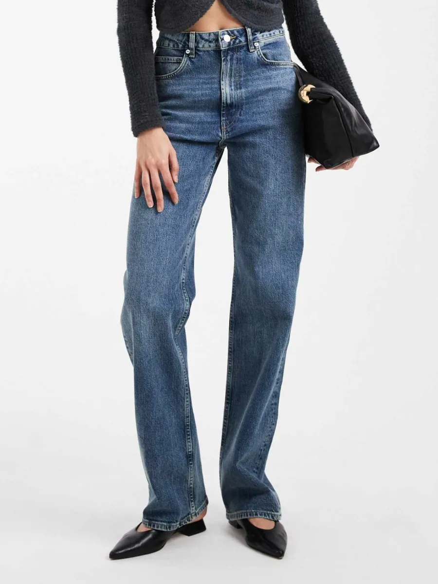 High-Waist Straight Denim Jeans