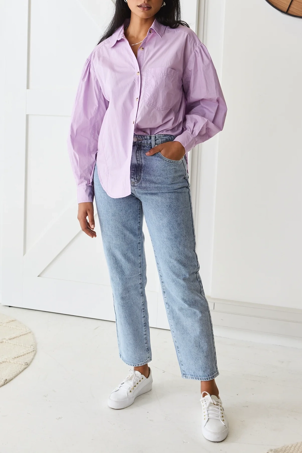 Lilac Poplin Drop Shoulder Shirt