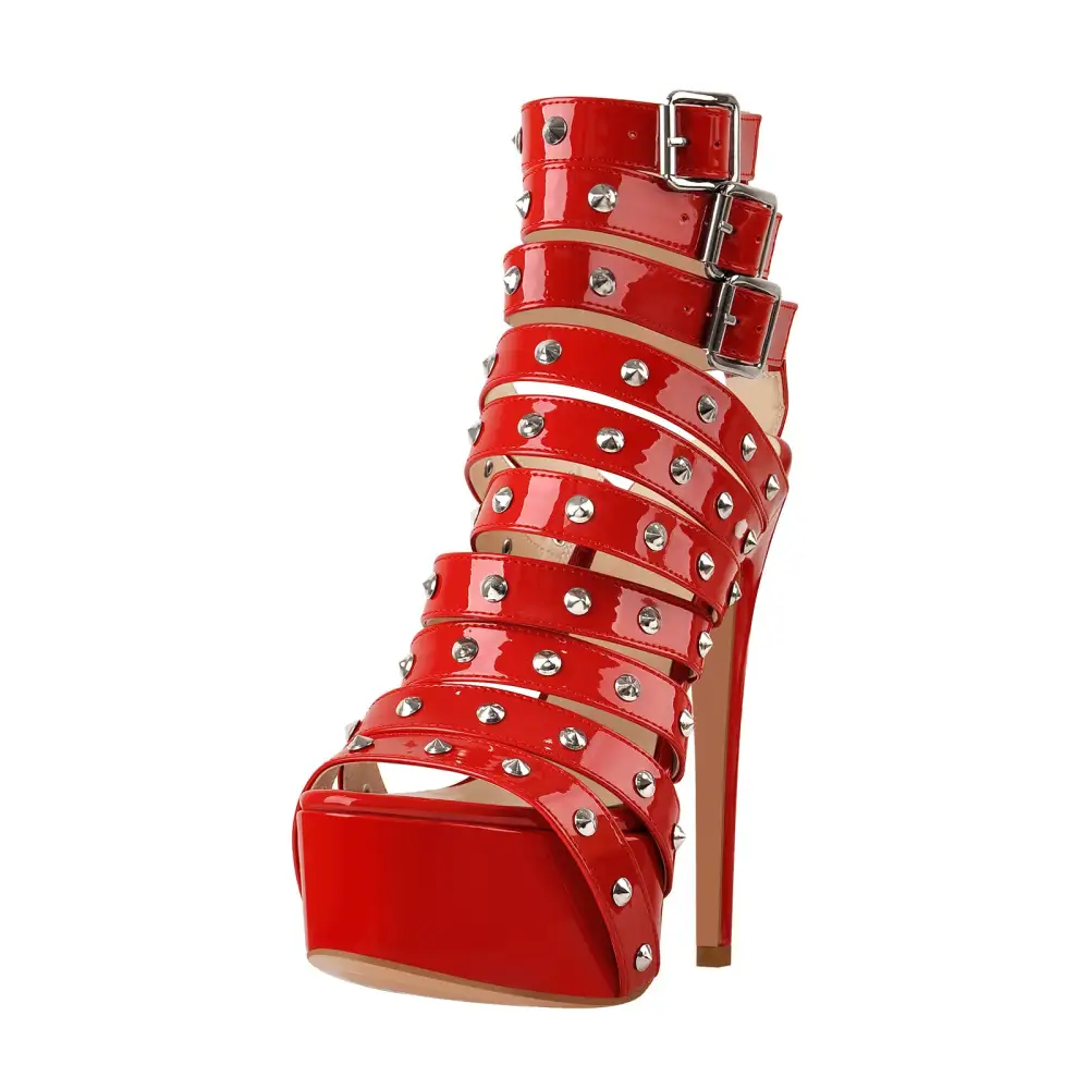 Platform Rivet Strap Stiletto Sandals
