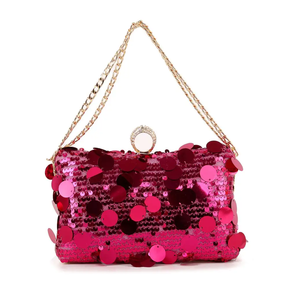 Relaxed Detail Chain Accent Evening Clutch Bag