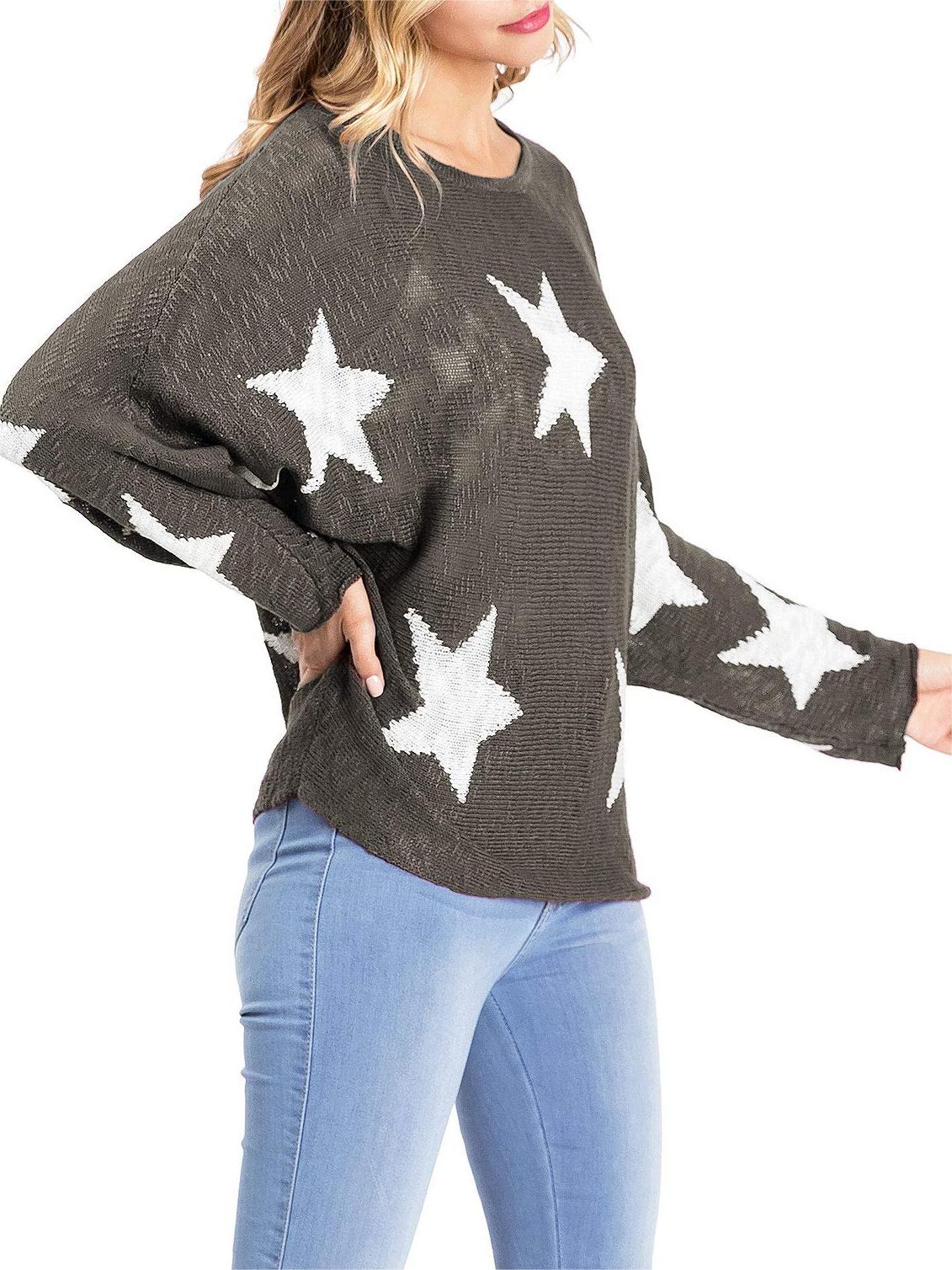 Maroon Star - Print Oversized Sweater