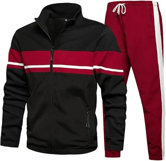 Leading The Better Life Men'S Sweat Suit 2 Piece Outfit Casual Contrast Sports Jogging Tracksuits Set
