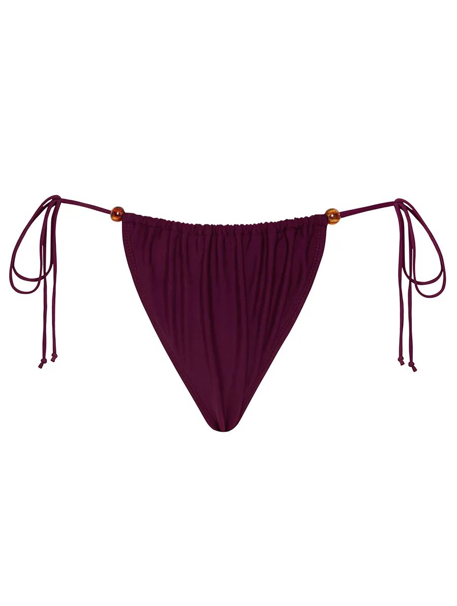 Burgundy Beaded Bikini Bottom