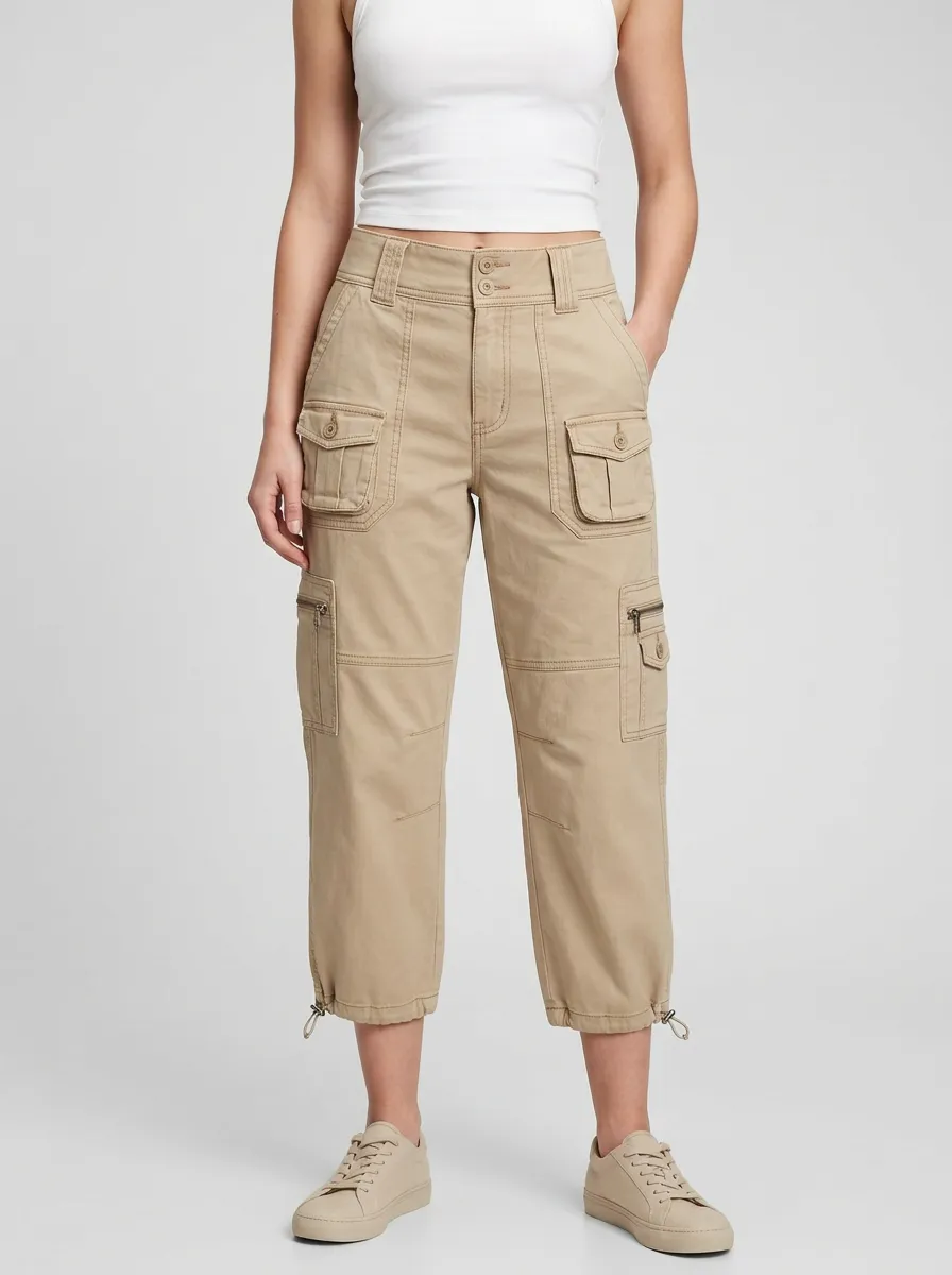 Women's Multi-Pocket Weekend Utility Capri Pants