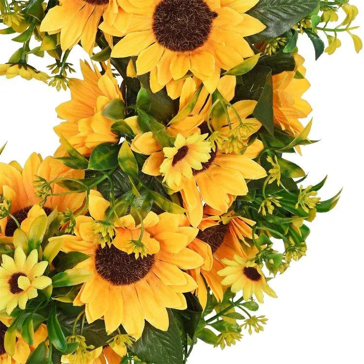 Sunflower Fireplace Door Artificial Wreath Decor