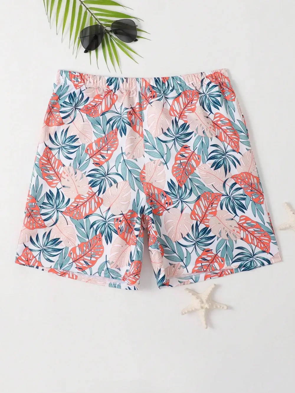 Men's Tropical Allover Print Beach Shorts