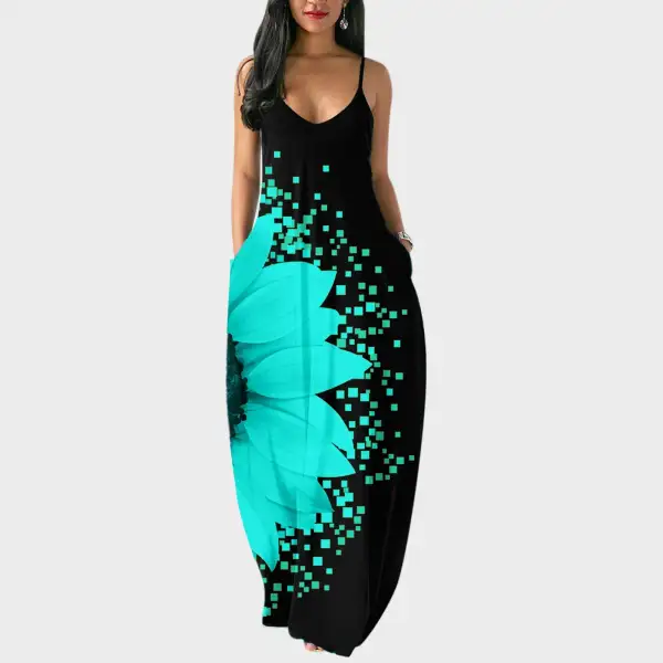 2023Women's Long Sleeveless V Neck Dress