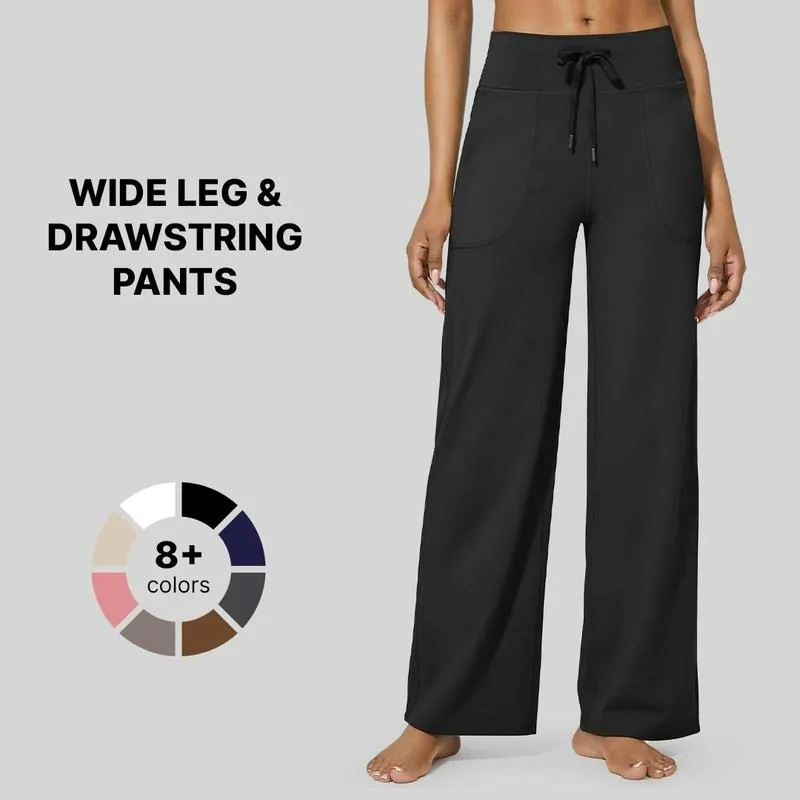 Wide Leg Pants for Women Yoga Pants High Waist Sweatpants with Pockets Stretch Lounge Pants Comfy Workout Athletic Wear Fitness Apparel Outdoorfun