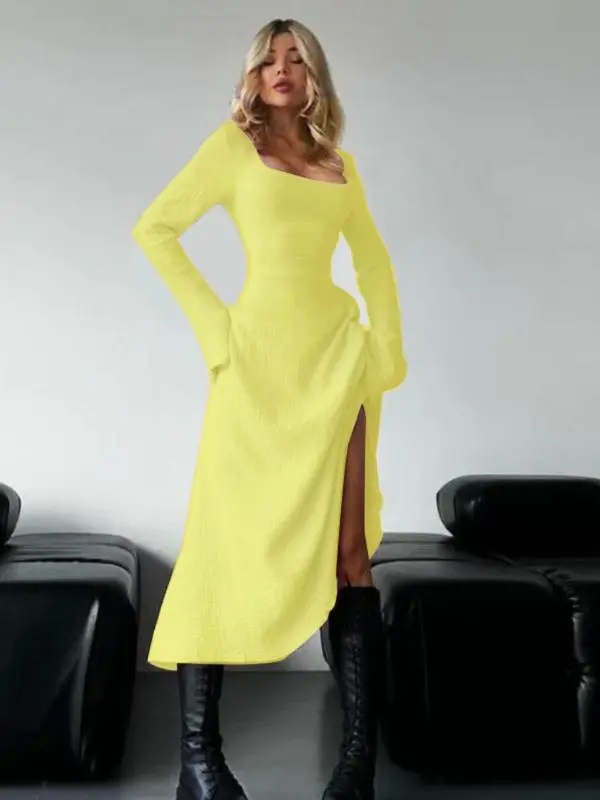 4PACK-Lace Up Tie Back Flounce Sleeve Dress